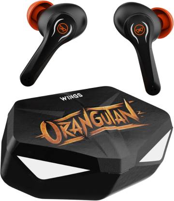 Wings Phantom Orangutan Bluetooth Headset  (Black Orange, True Wireless)
