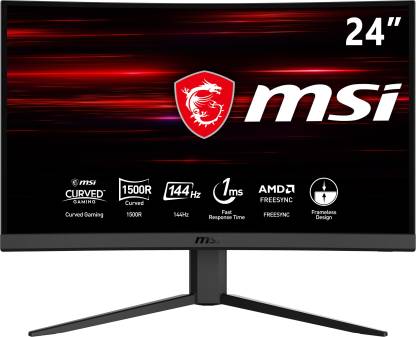 MSI Optix 23.6 inch Curved Full HD VA Panel Gaming Monitor (Optix G24C4)  (AMD Free Sync, Response Time: 1 ms, 144 Hz Refresh Rate)