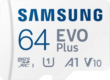 SAMSUNG Evo Plus 64 GB MicroSDXC Class 10 130 MB/s Memory Card  (With Adapter)