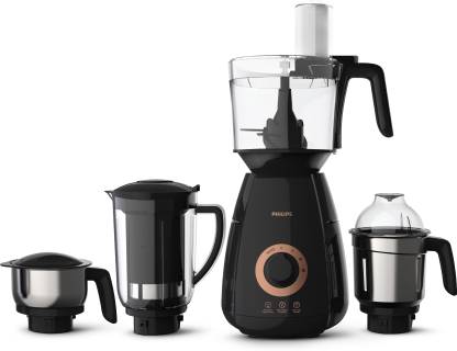 PHILIPS Avance Collection HL7707 750 W Mixer Grinder with Gear Drive Technology, PowerChop Technology (4 Jars, Black)