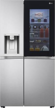 LG 674 L Frost Free Side by Side Refrigerator with Inverter Linear Compressor Technolog ThinQ (Wi-fi) InstaView Door-in-Door | Door Cooling+, Hygiene Fresh+, Water and Ice Dispenser with UV Nano  (Noble Steel2, GC-X257CSES)