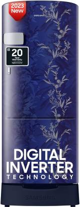 SAMSUNG 183 L Direct Cool Single Door 2 Star Refrigerator with Base Drawer with Digital Inverter  (Mystic Overlay Blue, RR20C2Z226U/NL)