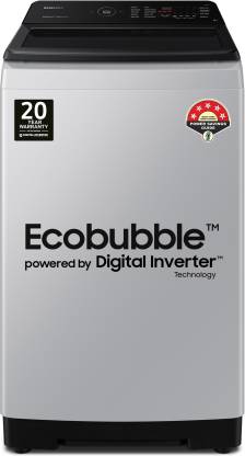 SAMSUNG 8 kg Inverter 5 Star with Ecobubble & Super Speed Technology Washing Machine Fully Automatic Top Load Grey  (WA80BG4545BYTL)