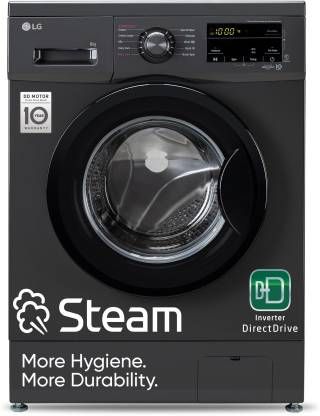 LG 8 kg Fully Automatic Front Load Washing Machine with In-built Heater Black, Grey  (FHM1408BDM)