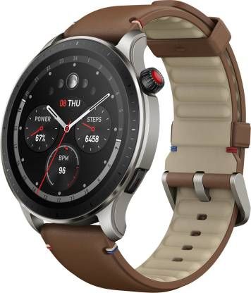 AMAZFIT GTR 4 1.43AMOLED display Bluetooth calling & 6 satellite GPS positioning system Smartwatch (Brown Strap, Free Size)