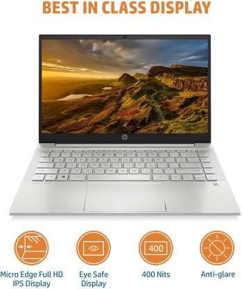 HP Pavilion (2023) Eyesafe AMD Ryzen 5 Hexa Core 5625U - (16 GB/512 GB SSD/Windows 11 Home) 14-EC1019AU Thin and Light Laptop  (14 inch, Natural Silver, 1.41 kg, With MS Office)