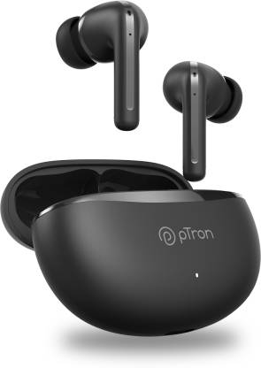 PTron Basspods P481, 60Hrs Playtime, Deep Bass, ENC Stereo Calls Bluetooth Headset  (Black, In the Ear)