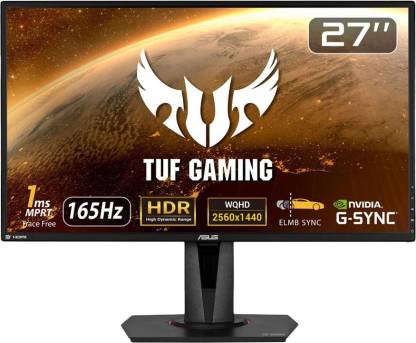 ASUS 27 inch Quad HD LED Backlit IPS Panel Gaming Monitor (TUF VG27AQ)  (NVIDIA G Sync, Response Time: 1 ms, 165 Hz Refresh Rate)