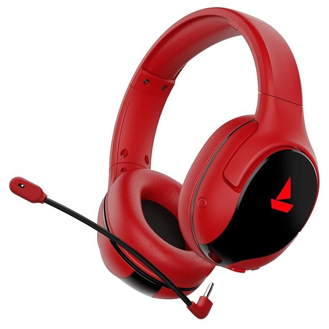 boAt Immortal Im 1300 Wireless Gaming Headphones with 2.4Ghz Ultra Low Latency Mode(Upto 35Ms),Bluetooth Mode,3D Spatial Audio,Bt V5.1,Dual Mics,Dongle Slot(Raging Red),Over Ear