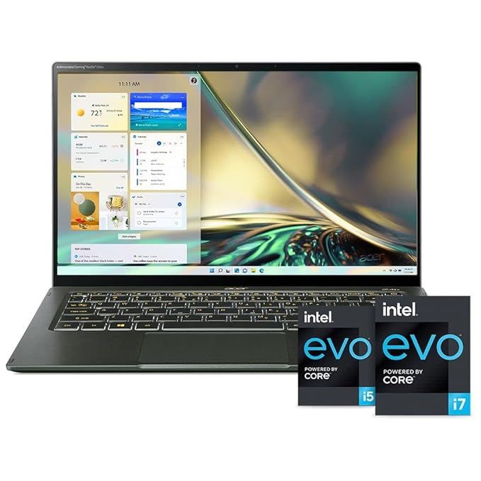 Acer Intel EVO Swift 5 Intel Core i5 11th Gen 1135G7 - (8 GB/512 GB SSD/Windows 11 Home) SF514-55TA Thin and Light Laptop  (14 Inch, Mist Green, 1.05 Kg, With MS Office)