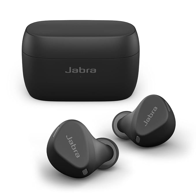 Jabra Elite 4 Active in-Ear Bluetooth Earbuds - True Wireless Ear Buds with Secure Active Fit, 4 Built-in Microphones, Active Noise Cancellation and Adjustable HearThrough Technology with mic - Black