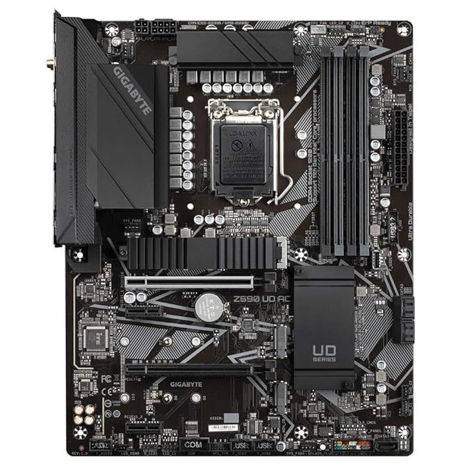 GIGABYTE Z590 UD AC ATX Motherboard with Direct 12+1 Phases Digital VRM and DrMOS, Full PCIe 4.0* Design, PCIe 4.0 M.2 with Thermal Guard, 2.5GbE Gaming LAN, 802.11ac Wireless, USB Type-C, DDR4