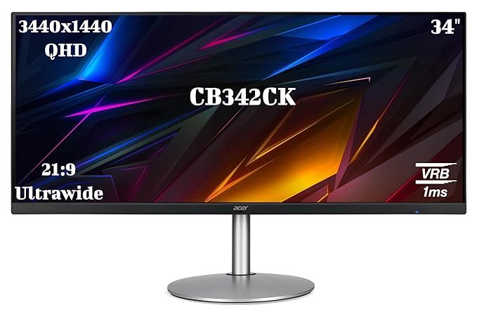 Acer CB342CK 34 Inch (86.36 Cm) IPS Ultrawide (21:9) QHD 3440 X 1440 Pixels LCD Monitor with LED Backlight I AMD Radeon Freesync I HDR Ready, 1MS VRB I 75Hz Refresh | (Silver) Acer CB342CK 34 Inch (86.36 Cm) IPS Ultrawide (21:9) QHD 3440 X 1440 Pixels LCD Monitor with LED Backlight I AMD Radeon Freesync I HDR Ready, 1MS VRB I 75Hz Refresh | (Silver)