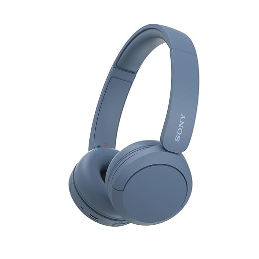 SONY WH-CH520 with 50 Hrs Playtime, DSEE Upscale, Multipoint Connection/Dual Pairing Bluetooth Headset  (Blue, On the Ear)