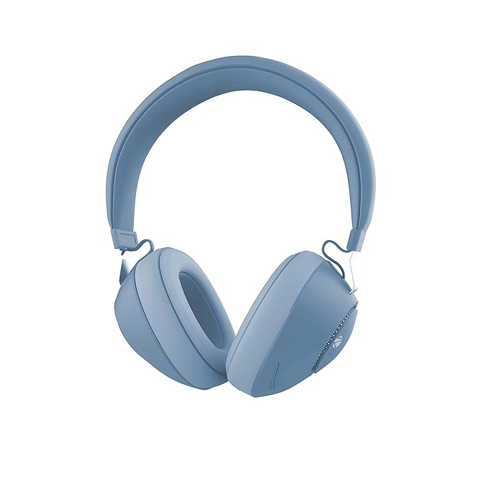 ZEBRONICS Duke 60hrs Playback Over Ear Headphone with Mic Bluetooth Headset  (Blue, On the Ear)