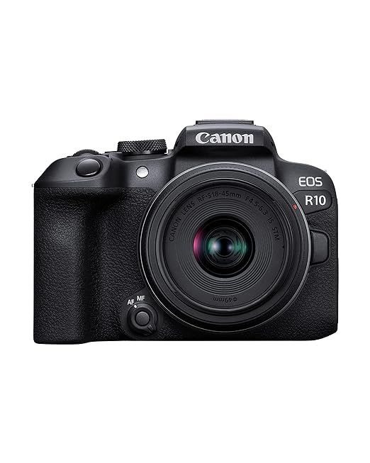 Canon EOS R10 Mirrorless Camera Body with RF-S 18 - 45 mm f/4.5 - 6.3 IS STM Lens  (Black)