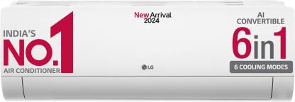 LG AI Convertible 6-in-1 Cooling 2024 Model 1.5 Ton 5 Star Split Dual Inverter 4 Way Swing, HD Filter with Anti-Virus Protection,VIRAAT Mode & ADC Sensor AC - White  (TS-Q19YNZE1, Copper Condenser)