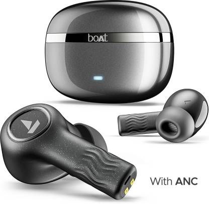 boAt Nirvana Ion 32dB Active Noise Cancellation, 120HRS, Bionic Mode, HIFI5 Bluetooth Headset  (Crystal Black, True Wireless)