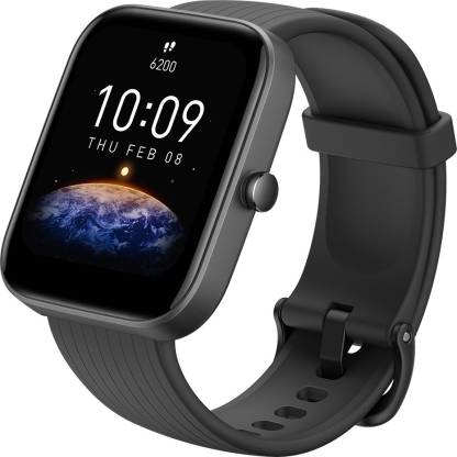 AMAZFIT Bip 3 Pro with 1.69 inch Large Color Display Built-in GPS Smartwatch  (Black Strap, Free Size)
