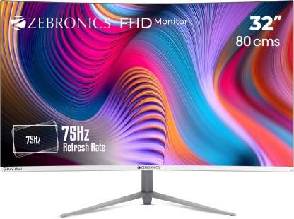 ZEBRONICS 32 inch Curved Full HD Monitor (ZEB-AC32FHD Curved Ultra slim LED monitor with 80cm (32”) ,75Hz refresh rate,)(Response Time: 8 ms)