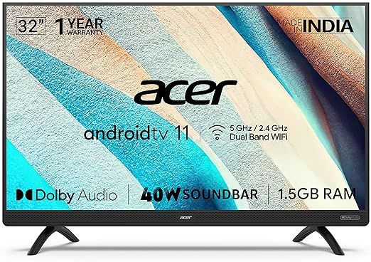 Acer S Series 80 cm (32 inch) HD Ready LED Smart Android TV with 40W Soundbar, 1.5GB RAM  (AR32AR2841HDSB)